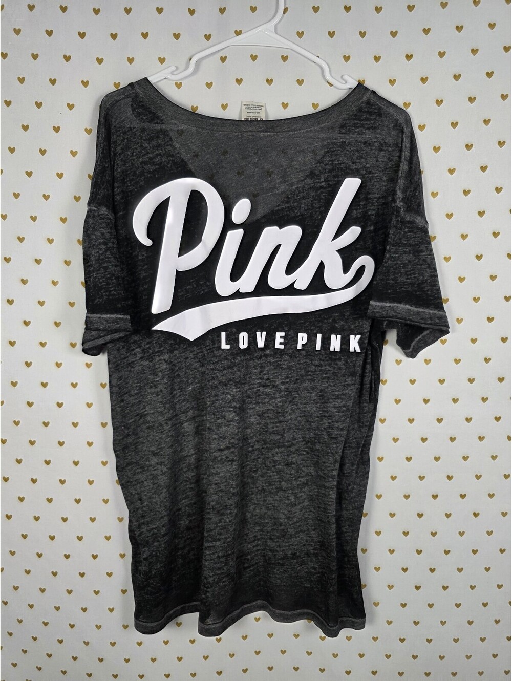 Victorias Secret PINK Oversized Thin Burn Out Tee shirt Logo Large